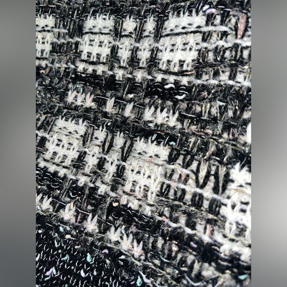 Caché Tweed Glitter Knit Pearl Embellished Faux Pocket Trimming Skirt Sz Large - Picture 8 of 11